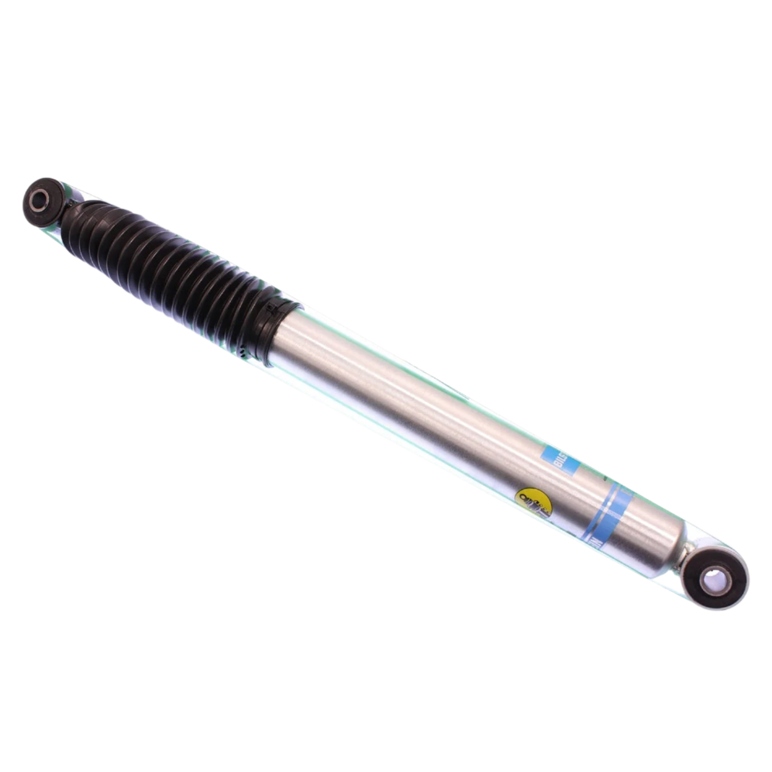 Bilstein B8 5100 rear shock absorber for Ford F150, with a silver body and black components at the top and bottom.