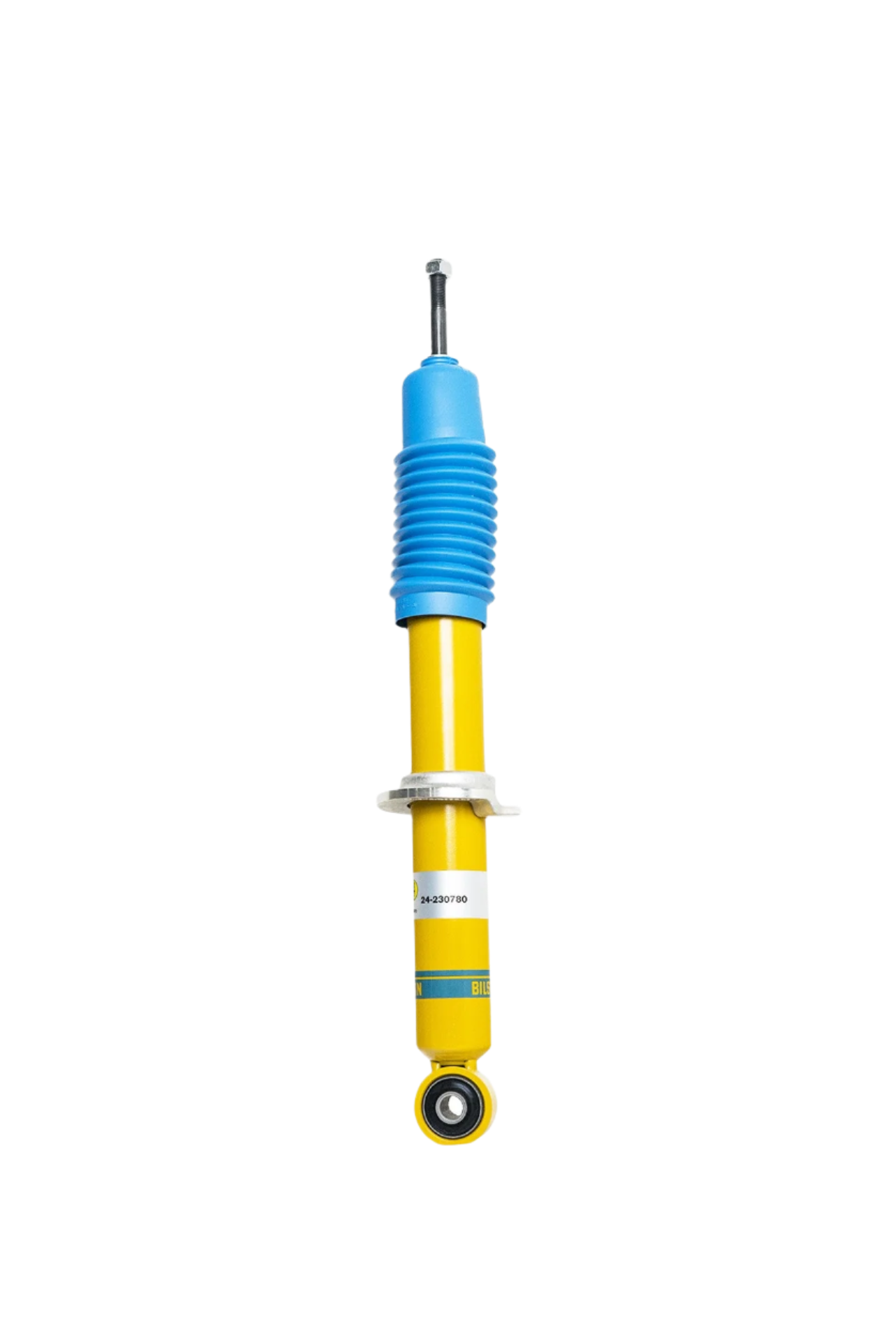 A Bilstein B6 front strut for a Holden Colorado RG 4WD. The strut is primarily yellow and blue with black and silver accents.