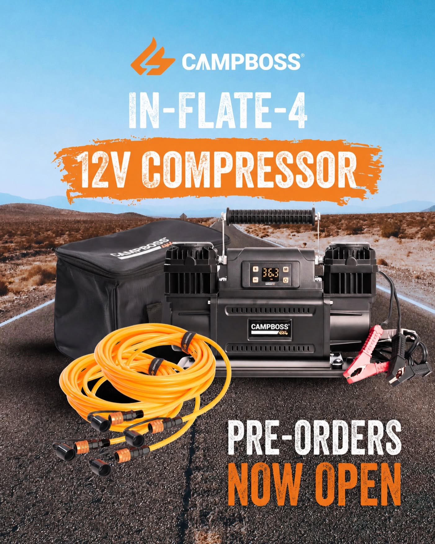Campboss In-Flate-4 12V Air Compressor