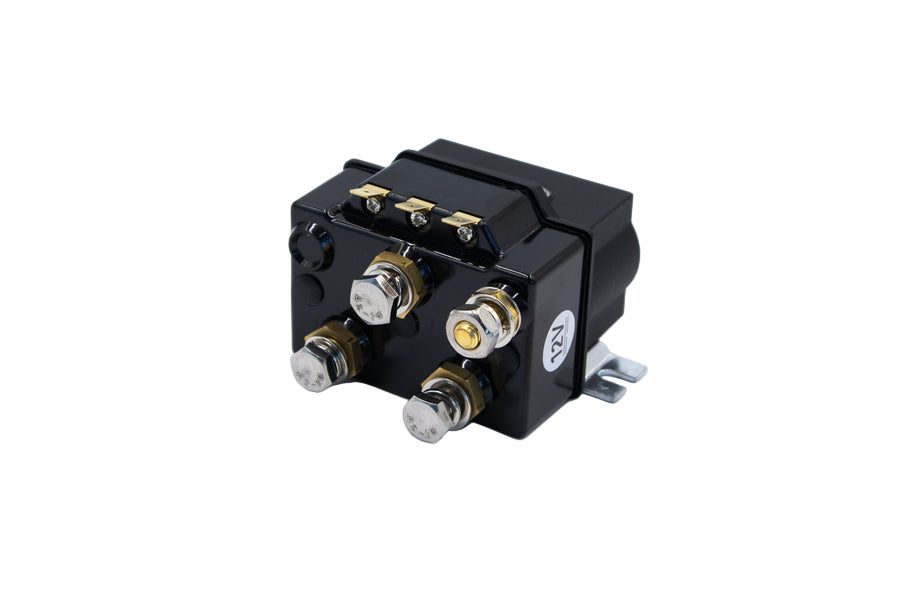 Electrical relay on a white background