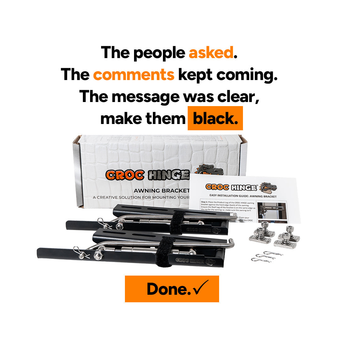 Croc Hinge Awning Bracket Pair - Black