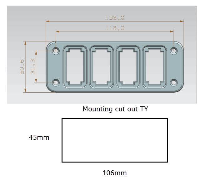 Four-Switch Panel Fascia For Ty Switches
