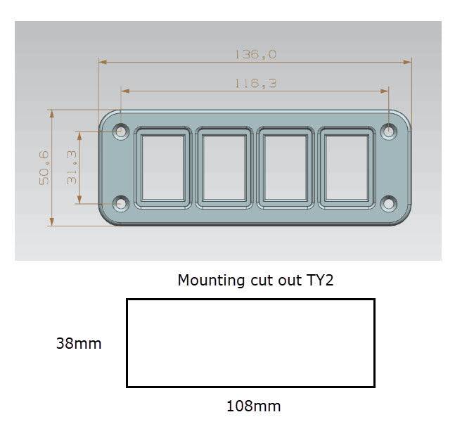 Four-Switch Panel Fascia For Ty2 Switches