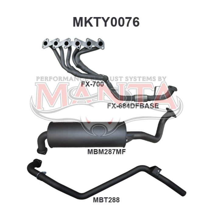 Manta - LandCruiser HZJ80 4.2L Extractors & 2.5in Full System - (MKTY0076)