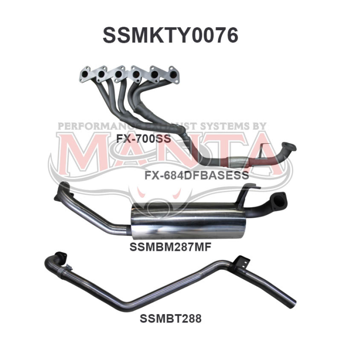 Manta - Landcruiser HZJ80 4.2L Extractors & 2.5in Full System - (SSMKTY0076)