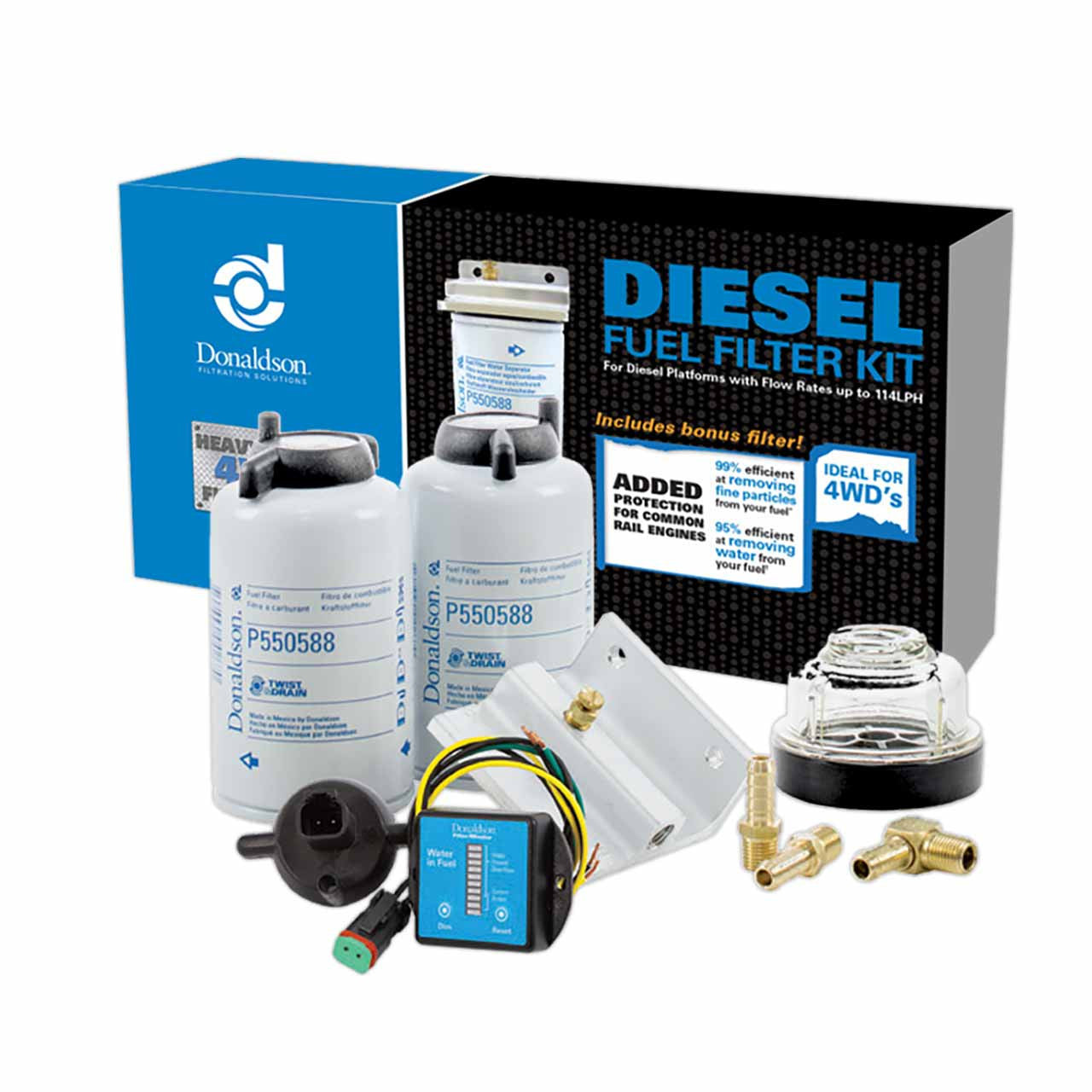 X900164 Donaldson Pre Filter Diesel Fuel Filter Kit With Sensor - 11 Micron Flow Rate Up To 114lph