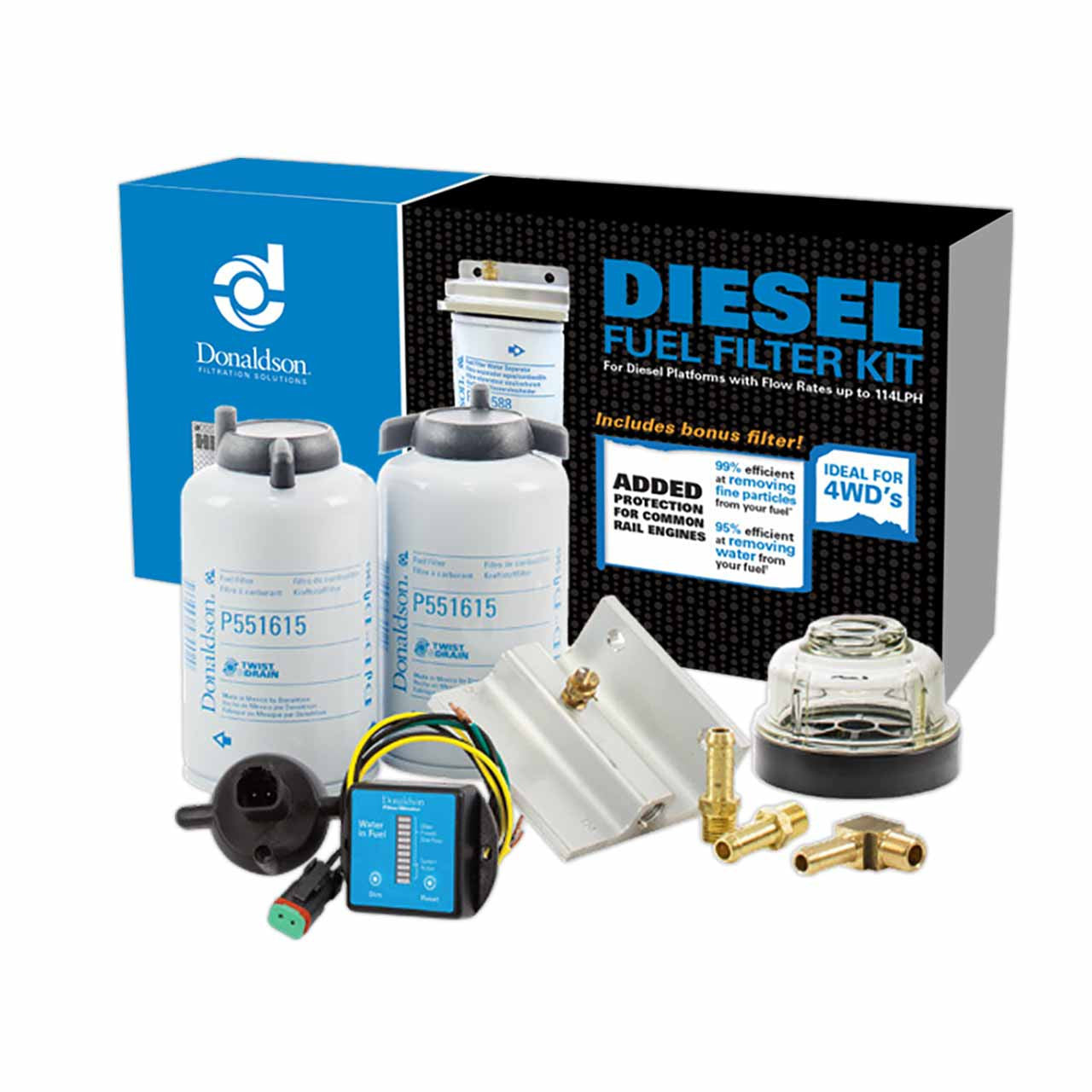 X900165 Donaldson Diesel Fuel Filter Kit With Sensor - 3 Micron Flow Rates Up To 114lph