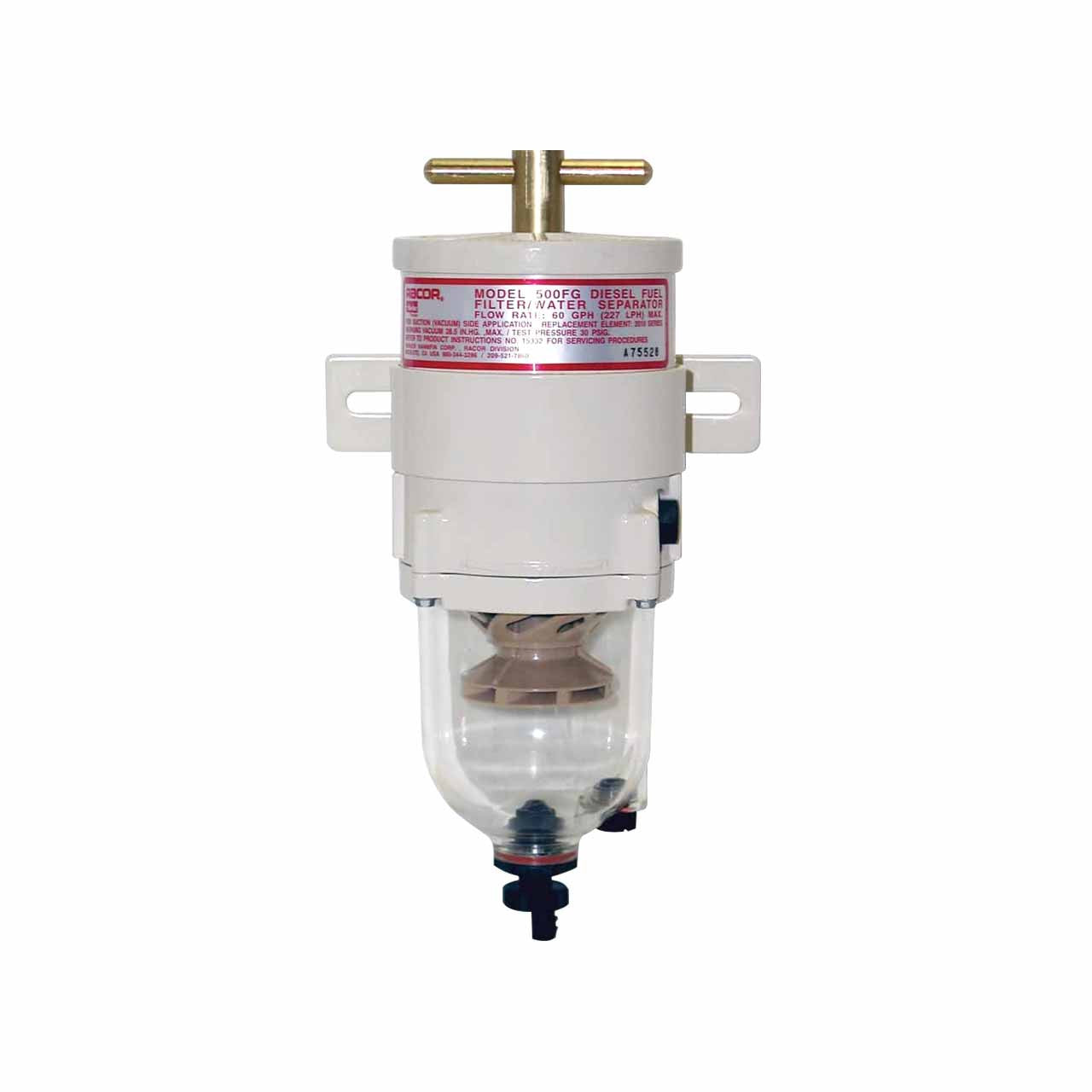 10 Micron Turbine Fuel Filter Water Separator with Clear Plastic Bowl - Racor 500FG10 Turbine Series