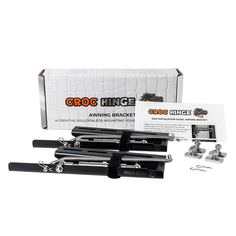 Croc Hinge Awning Bracket Pair - Black