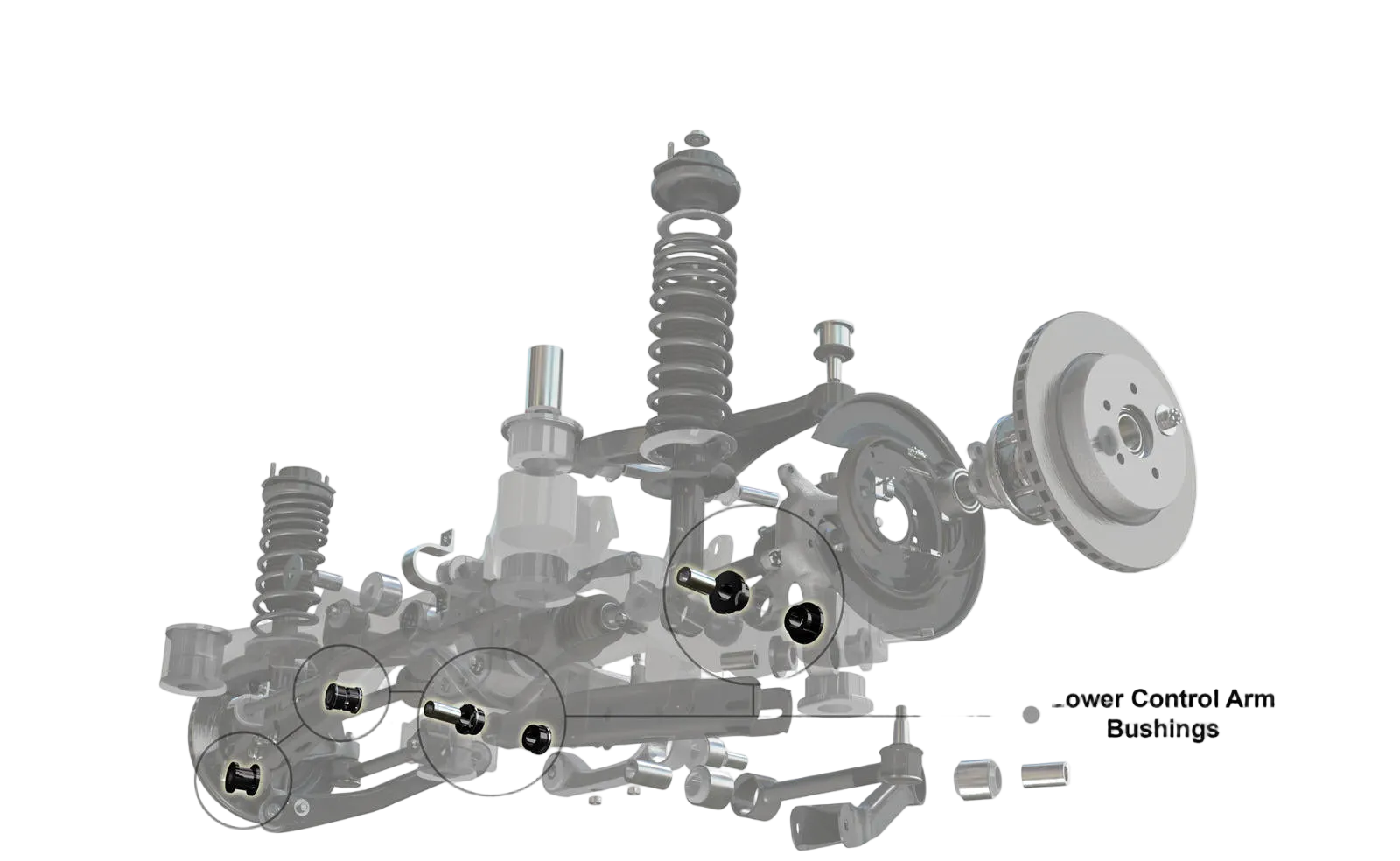 Automotive suspension components with Whiteline branding on a white background