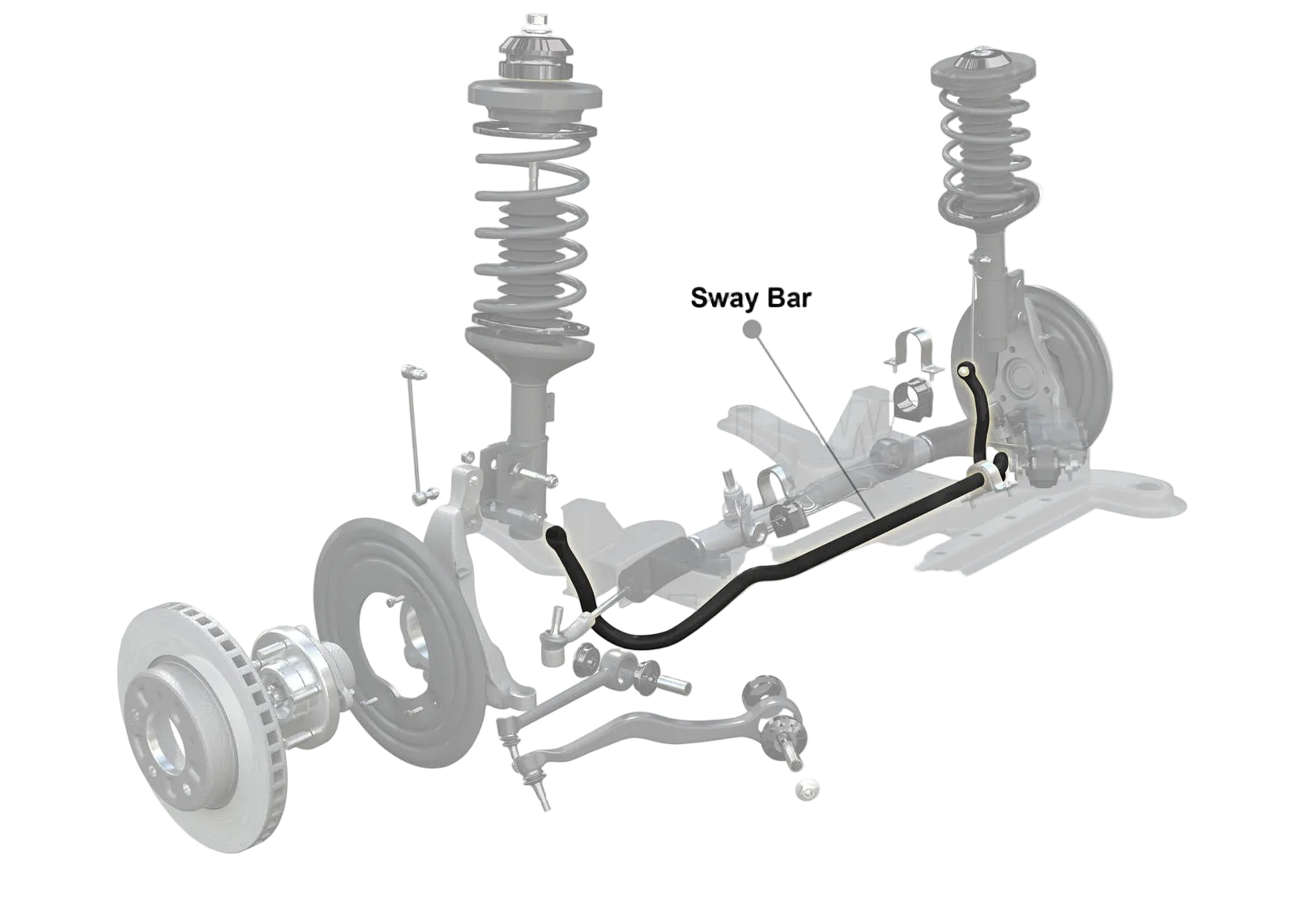 Diagram of a vehicle suspension system with Whiteline branding