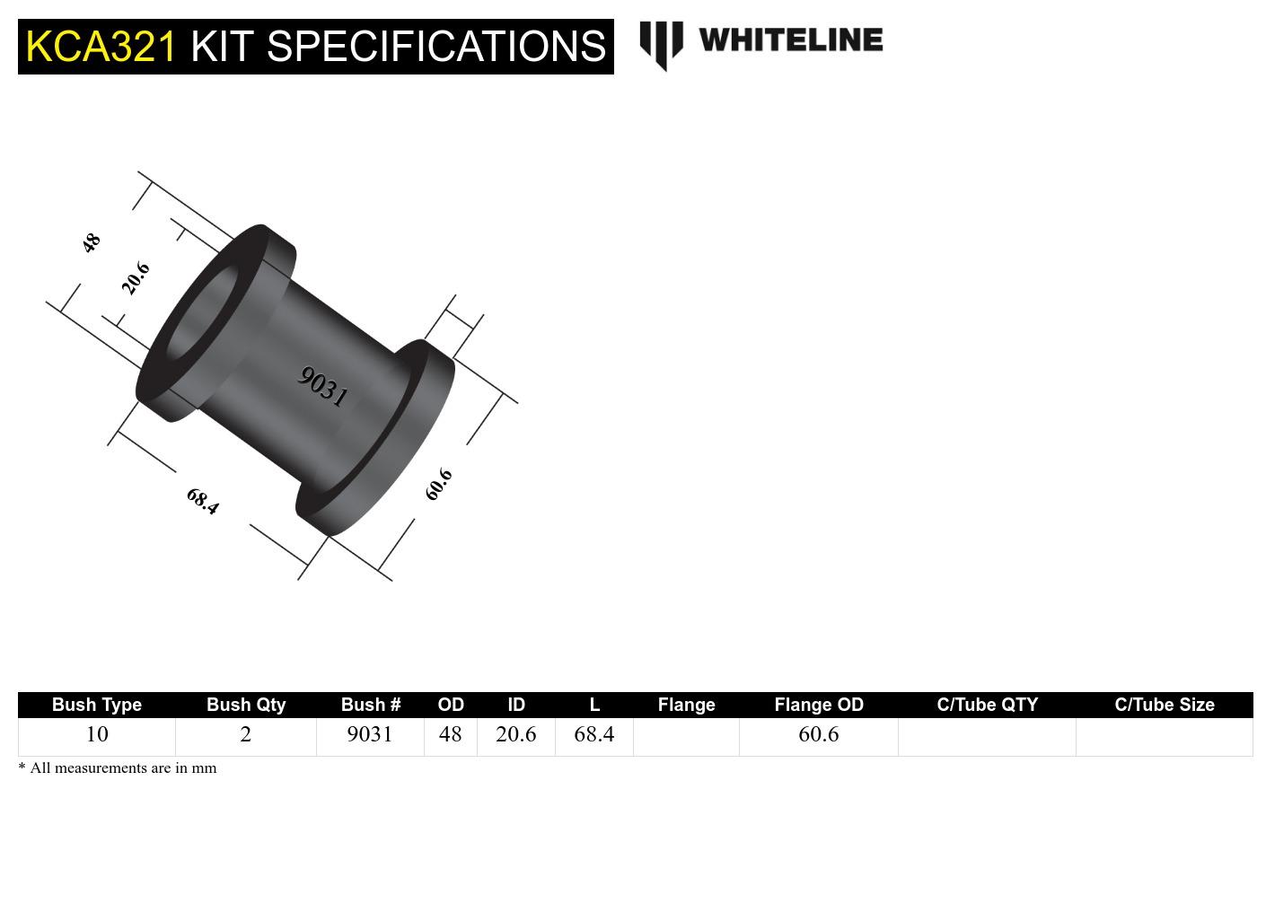 Front Lower Control Arm - Inner Rear Bushing Double Offset Caster Kit to Suit Mitsubishi Galant HG, HH