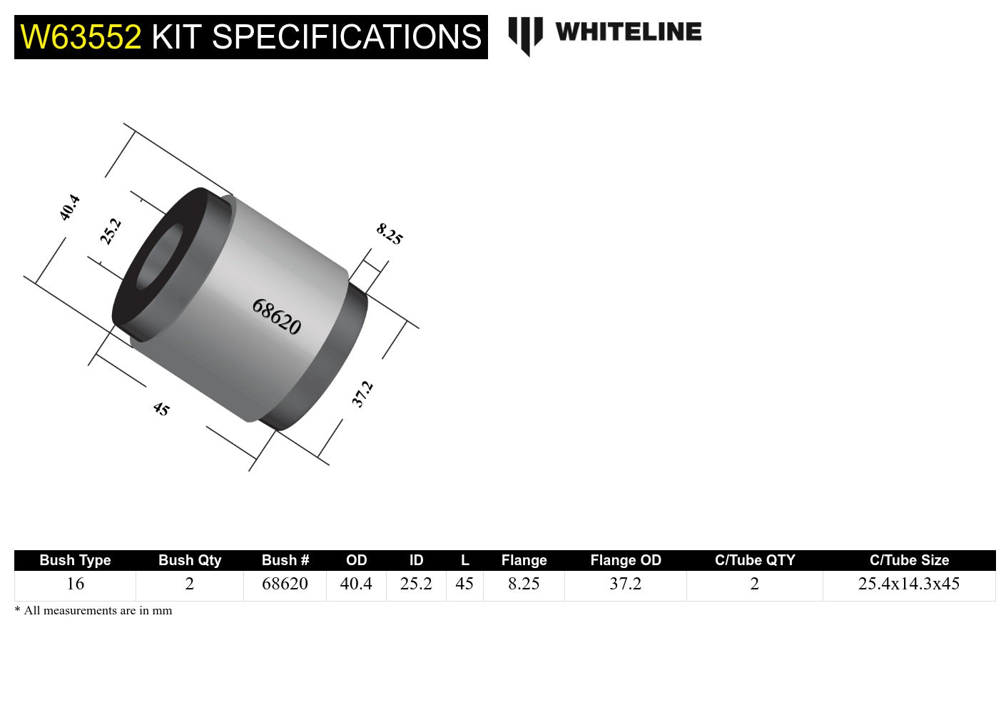 Rear Control Arm Lower Front - Outer Bushing Kit to Suit Audi, Seat, Skoda and Volkswagen PQ35 Fwd/Awd (W63552)