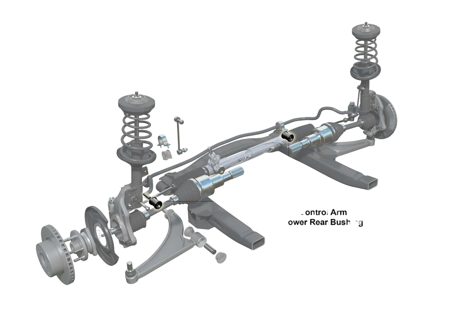 Automotive suspension system diagram with Whiteline branding on a white background