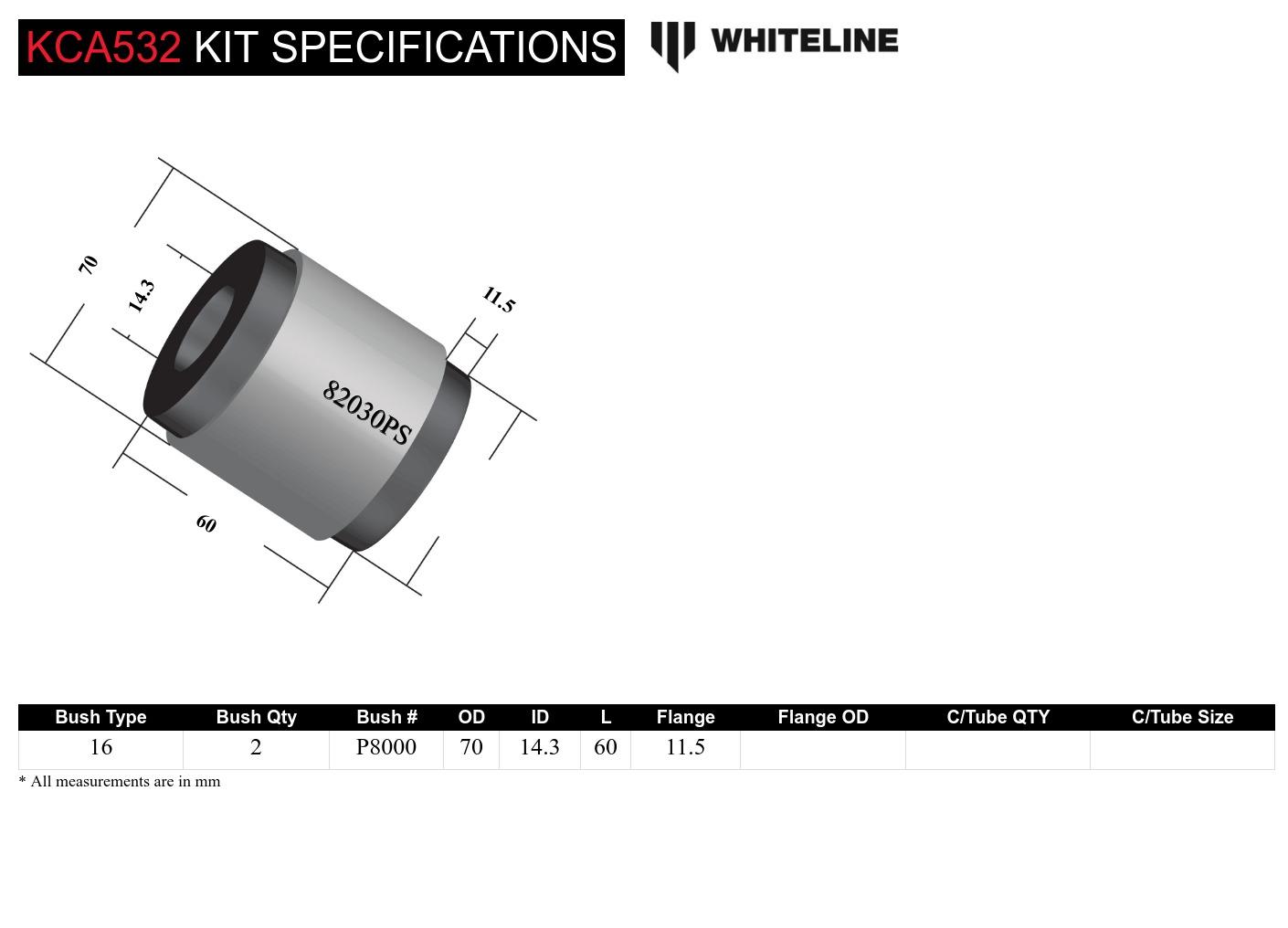 Front Lower Radius Compliance Arm Bushing Double Offset Caster Kit to Suit Tesla Model 3 and Model Y