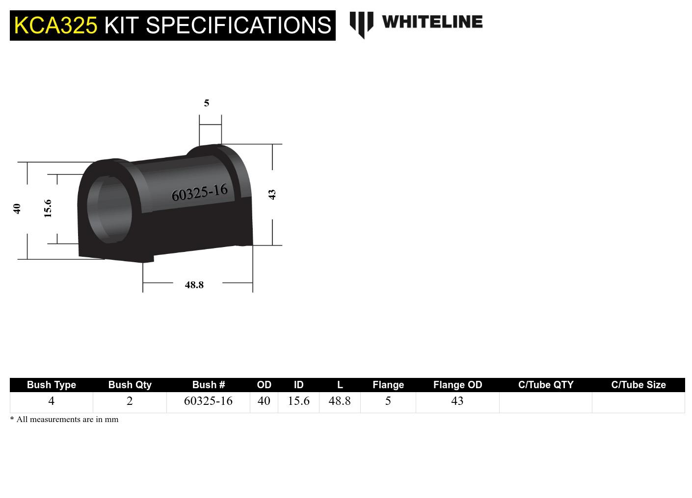 Front Lower Inner Rear Bushings Offset Caster & Anti Lift to Suit Toyota Paseo EL44 and Starlet EP