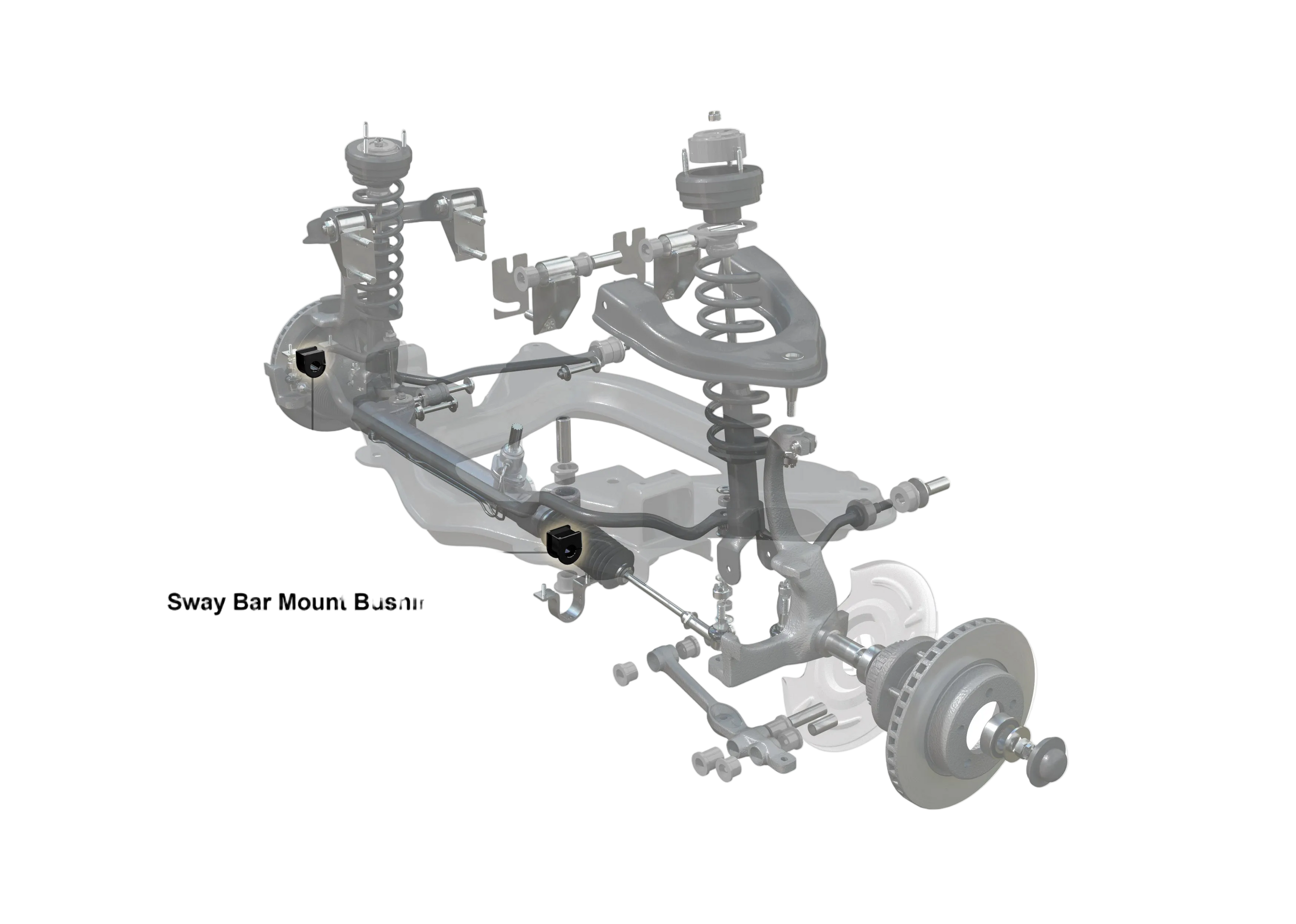 Diagram of a suspension system with Whiteline branding on a white background