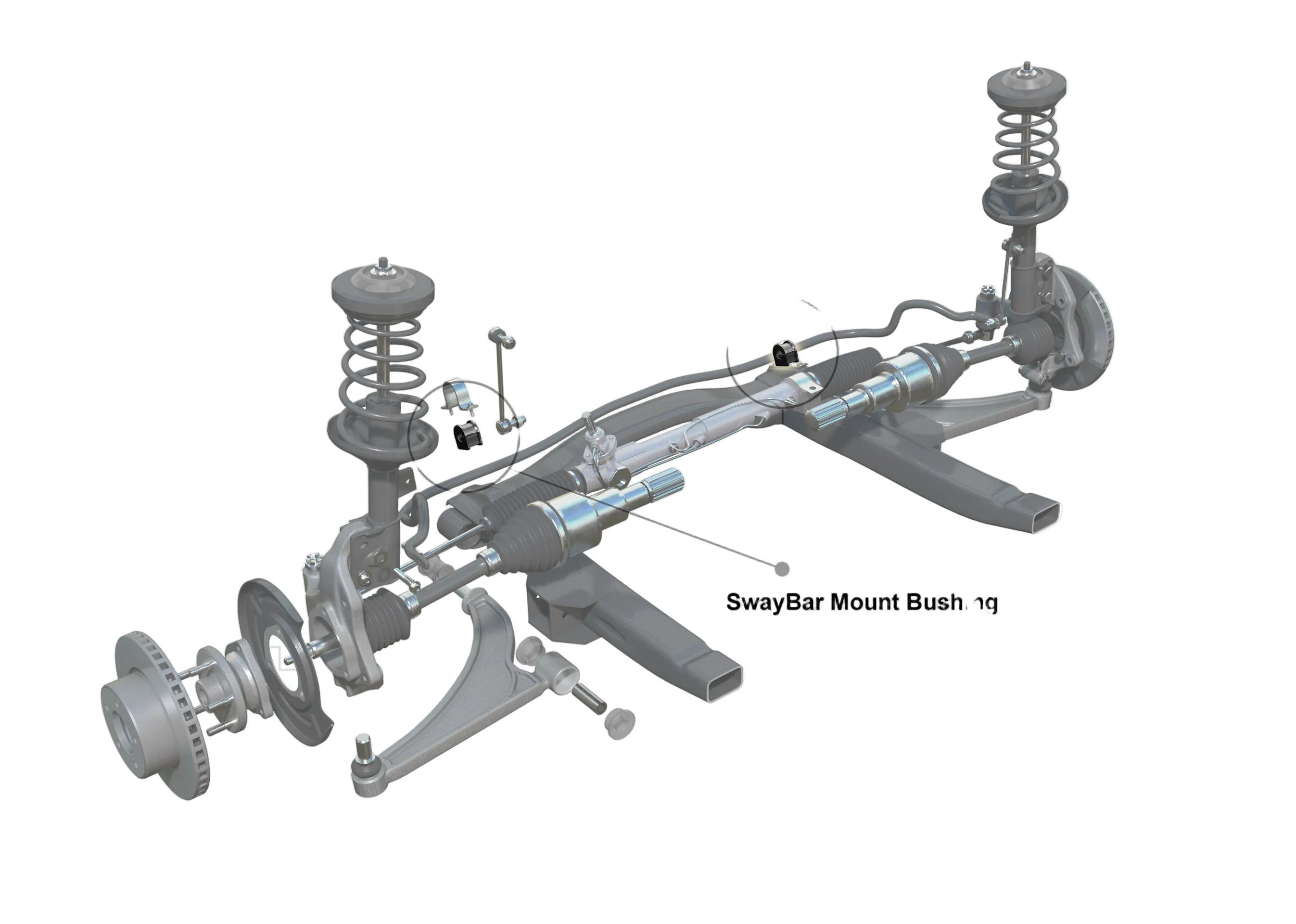 Automotive suspension system with Whiteline branding on a white background