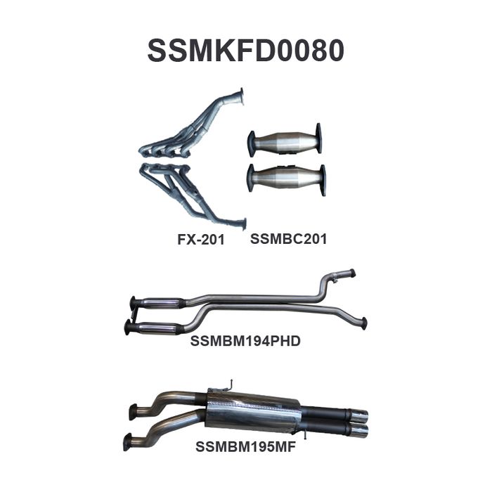 Manta - Falcon AU V8 Ute 2.5in Dual With Extractors Hotdog/Muffler - (SSMKFD0080)