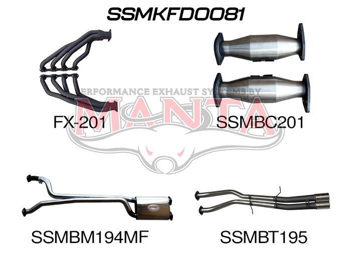 Manta - Falcon AU V8 Ute 2.5in Dual With Extractors Muffler/Tailpipe - (SSMKFD0081)