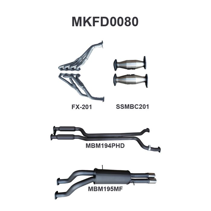 Manta - Falcon AU V8 Ute 2.5in Dual With Extractors Hotdog/Muffler - (MKFD0080)