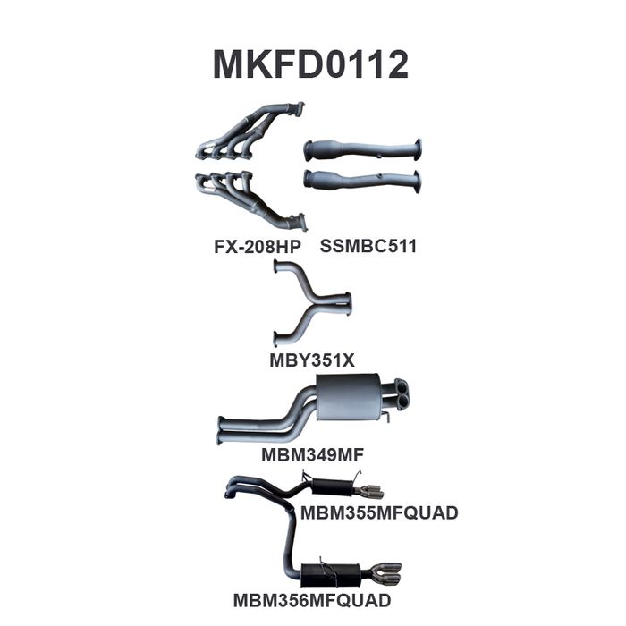 Manta - BA BF V8 4V Sedan 2.5in L & R With Extractors Muffler/Muffler (MKFD0112) - (MKFD0112)