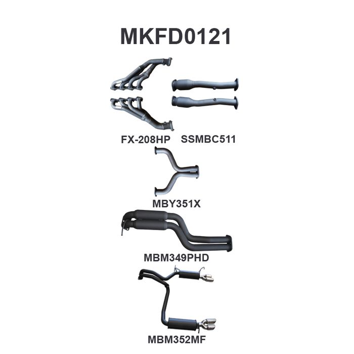 Manta - BF GT V8 4V Sedan 2.5in L & R With Extractors Hotdog/Muffler (MKFD0121) - (MKFD0121)