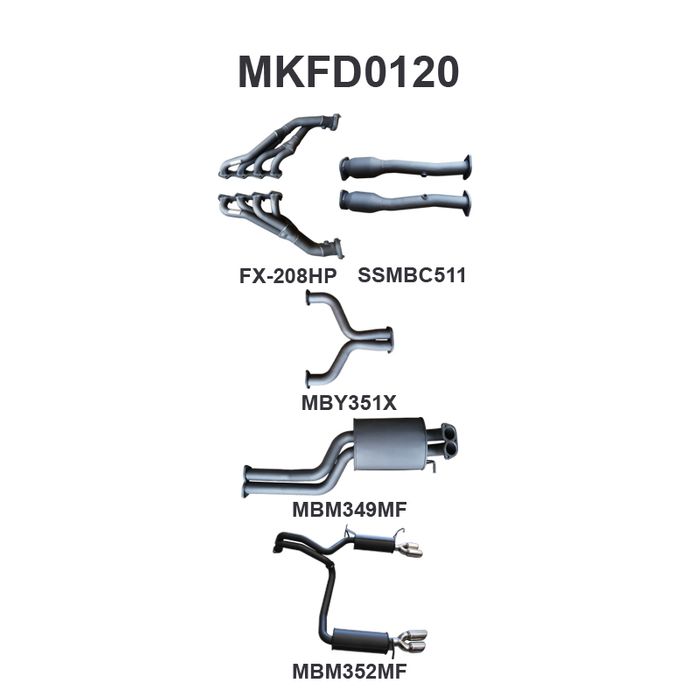 Manta - BF GT V8 4V Sedan 2.5in L & R With Extractors Muffler/Muffler (MKFD0120) - (MKFD0120)