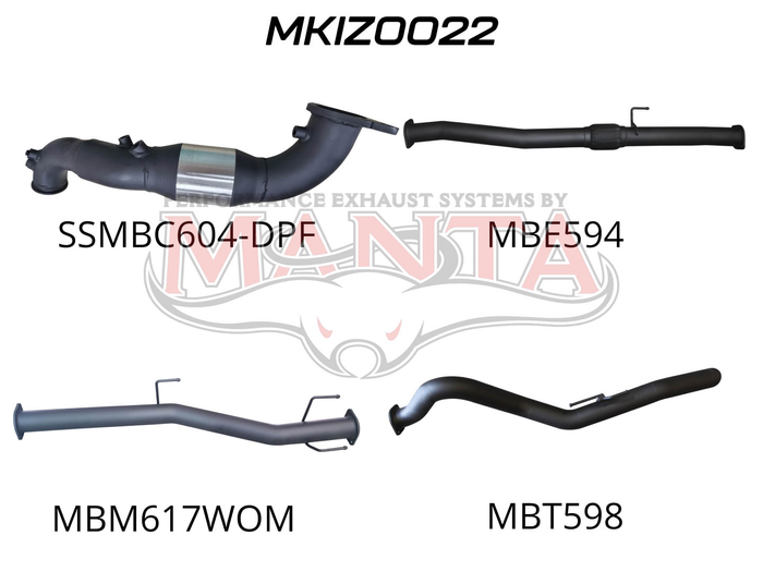 Manta - DMAX 2020 ON 3.0L TURBO BACK WITH CAT & WITHOUT MUFFLER - (MKIZ0022)