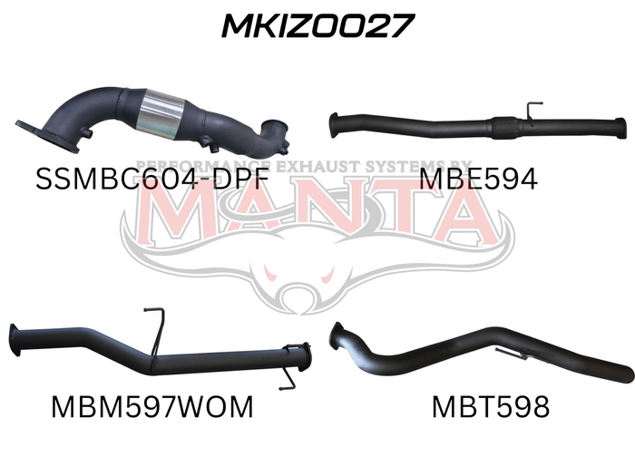 Manta - DMAX 2017 ON 3.0L TURBO BACK WITH CAT & WITHOUT MUFFLER - (MKIZ0027)