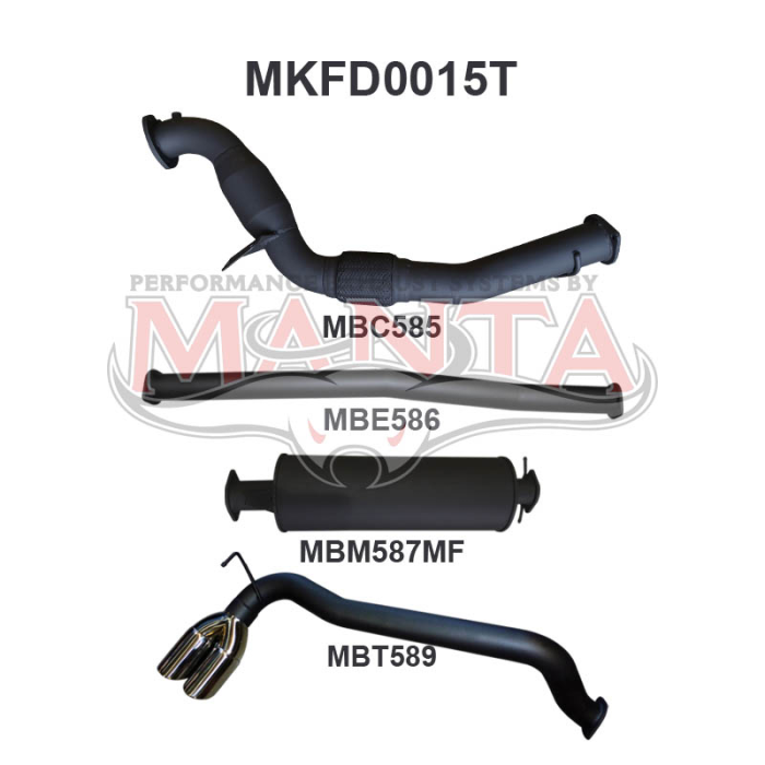 Manta - Ford PX Ranger 3.2L With Cat Twin Tip Side Exit - (MKFD0015T)