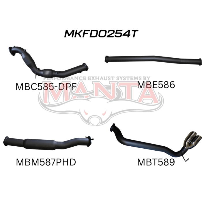 Manta - Ford PX2 Ranger 3.2L Turbo Back With Cat, Hotdog Twin Tip Side Exit - (MKFD0254T)
