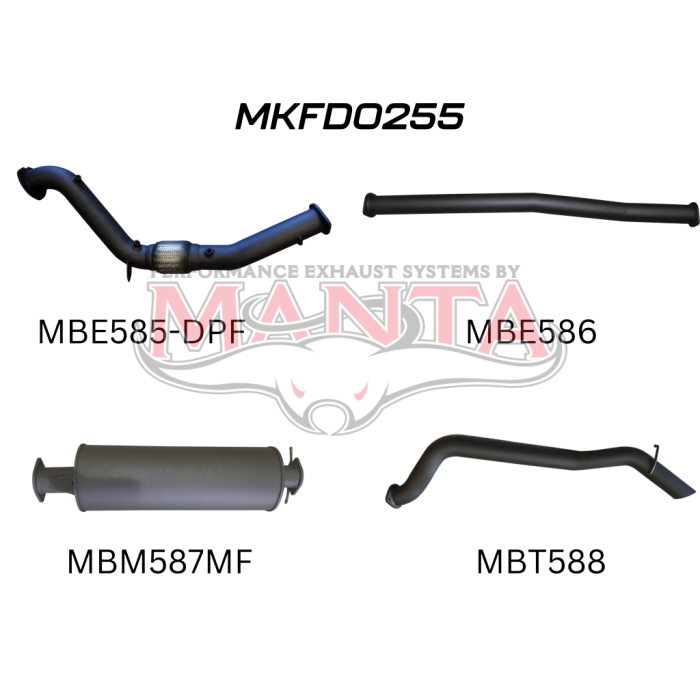 Manta - Ford PX2 Ranger 3.2L Turbo Back Without Cat, With Muffler - (MKFD0255)
