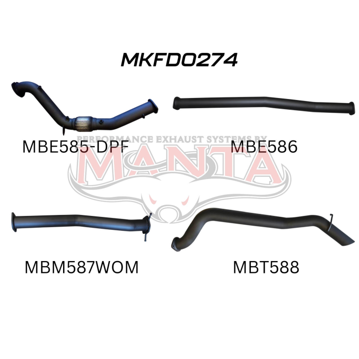 Manta - Ford PX2 Ranger 3.2L Turbo Back Without Cat & Without Muffler - (MKFD0274)
