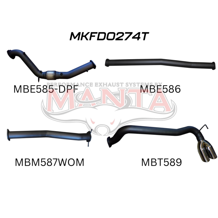 Manta - Ford PX2 Ranger 3.2L Turbo Back Without Cat & Without Muffler, twin side tips - (MKFD0274T)