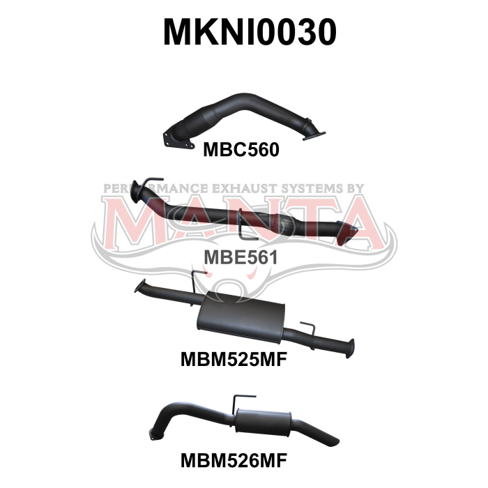Manta - Navara D40 3.0L 550 V6 With Cat R Muffler - (MKNI0030)