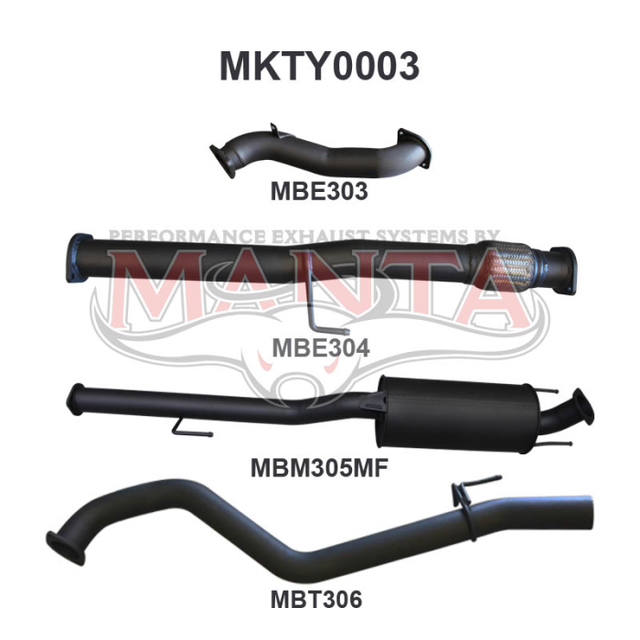 Manta - Hilux KUN26R 3.0L D4D 3in Muffler NO Cat - (MKTY0003)