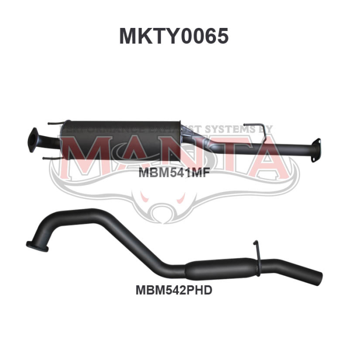 Manta - Toyota Hilux 150 4.0L V6 2.5in Cat Back Exhaust System, centre muffler, rear hotdog - (MKTY0065)