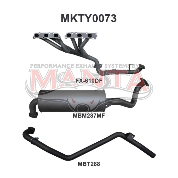Manta - LandCruiser FZJ80 4.5L Extractors & 2.5in Full System (mandrel bend extractors) - (MKTY0073)