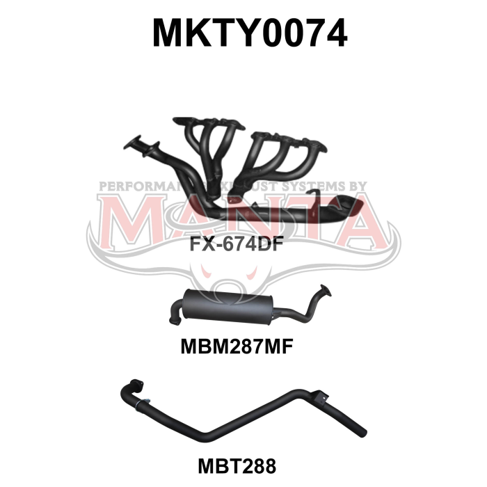 Manta - Landcruiser FZJ80 4.5L Extractors & 2.5in Full System (press bent extractors) - (MKTY0074)