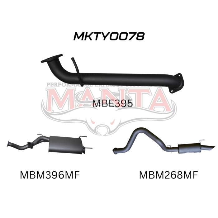 Manta - UZJ100 LANDCRUISER 4.7L V8 3in CAT-BACK EXHAUST WITH CENTRE & REAR MUFFLER - (MKTY0078)