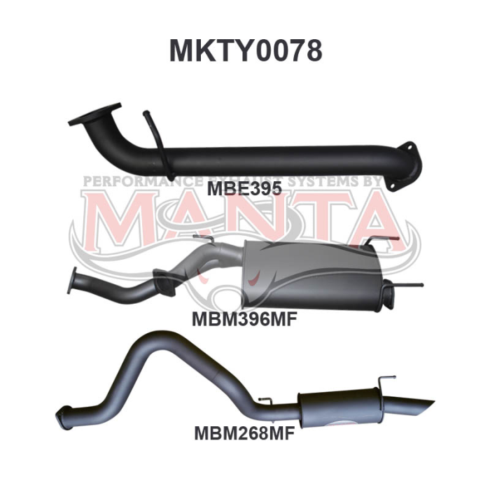 Manta - UZJ100 LANDCRUISER 4.7L V8 3in CAT-BACK EXHAUST WITH CENTRE & REAR MUFFLER - (MKTY0078)