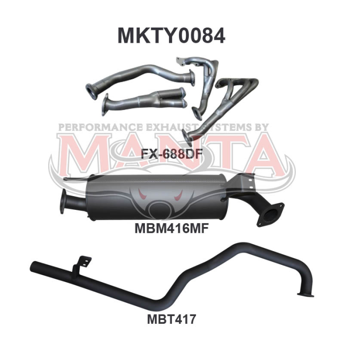 Manta - FZJ105 4.5L Extractors & 2.5in Muffler/Tailpipe - (MKTY0084)