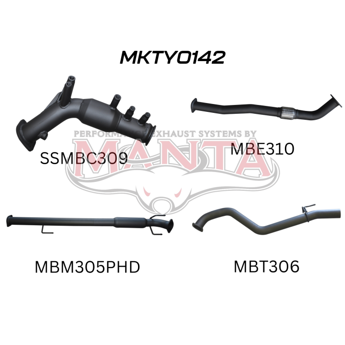 Manta - Hilux GUN126R 2.8L Turbo Back 3in Hotdog With Cat - (MKTY0142)