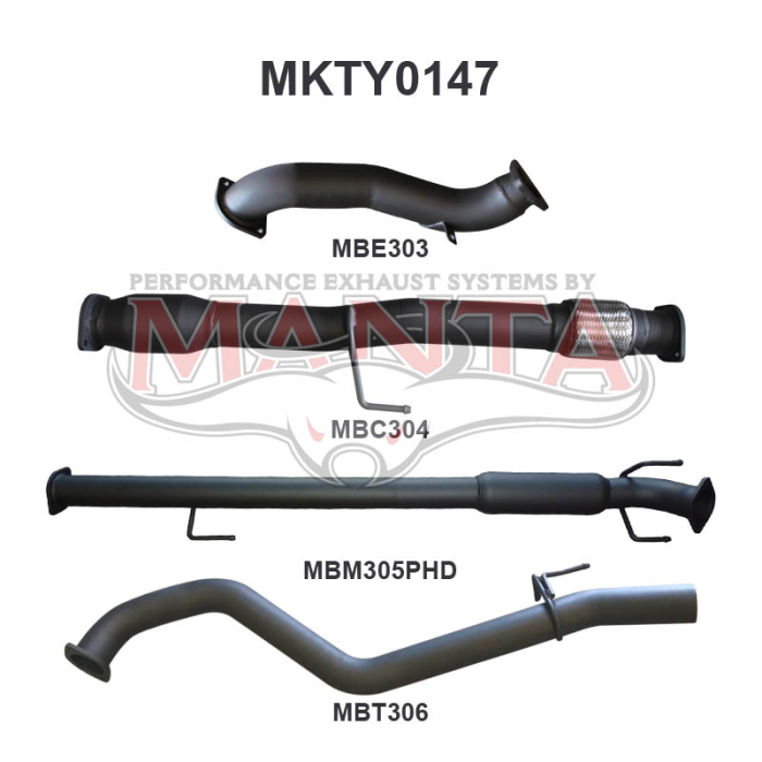 Manta - Hilux KUN26R 3.0L D4D 3in Hotdog With Cat - (MKTY0147)