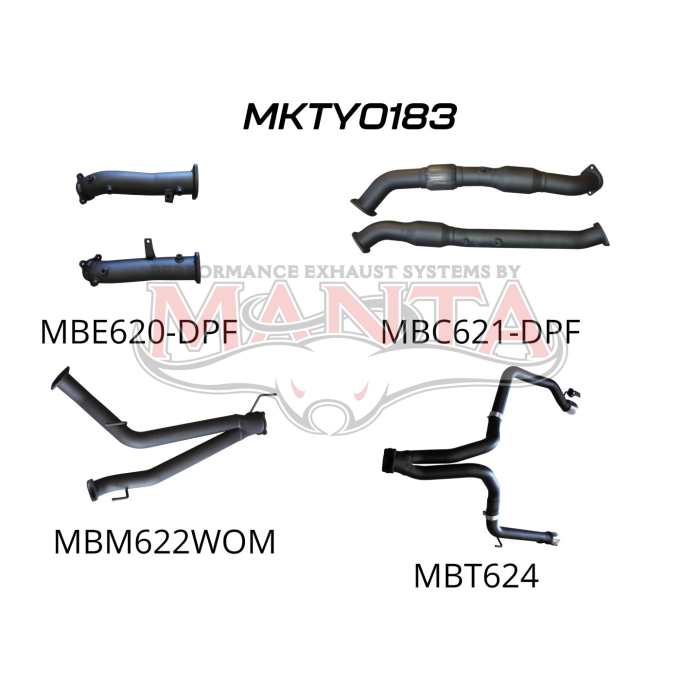 Manta - Toyota Landcruiser VDJ200 V8 DPF 3in Dual Turbo Back With Cats, NO MUFFLERS, Exit L&R - (MKTY0183)