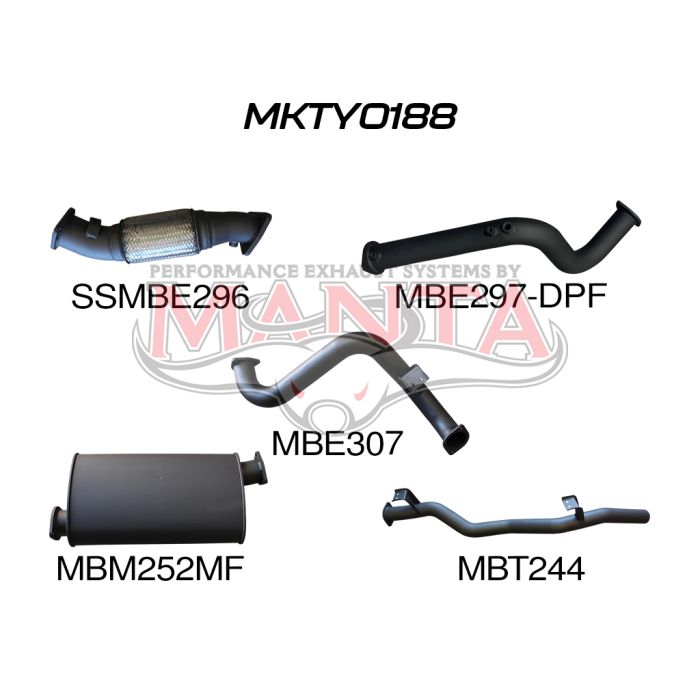 Manta - Toyota Landcruiser VDJ78 V8 Troopy 3in Turbo Back No Cat, with Muffler, DPF model - (MKTY0188)