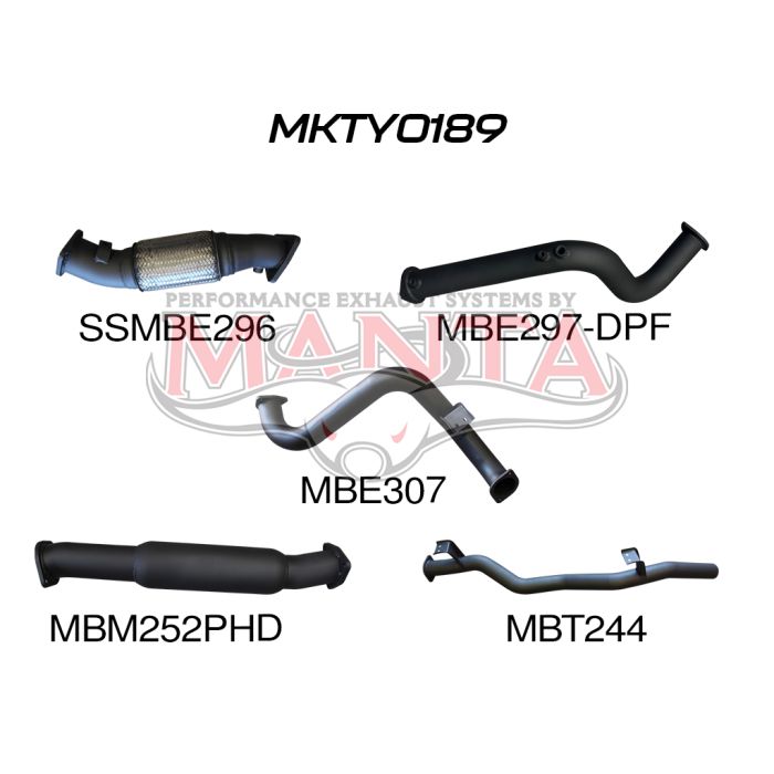 Manta - Toyota Landcruiser VDJ78 V8 Troopy 3in Turbo Back No Cat, with Hotdog, DPF model - (MKTY0189)