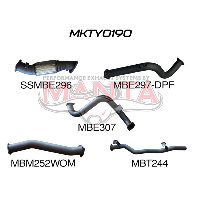 Manta - Toyota Landcruiser VDJ78 V8 Troopy 3in Turbo Back Pipe Only, DPF model - (MKTY0190)