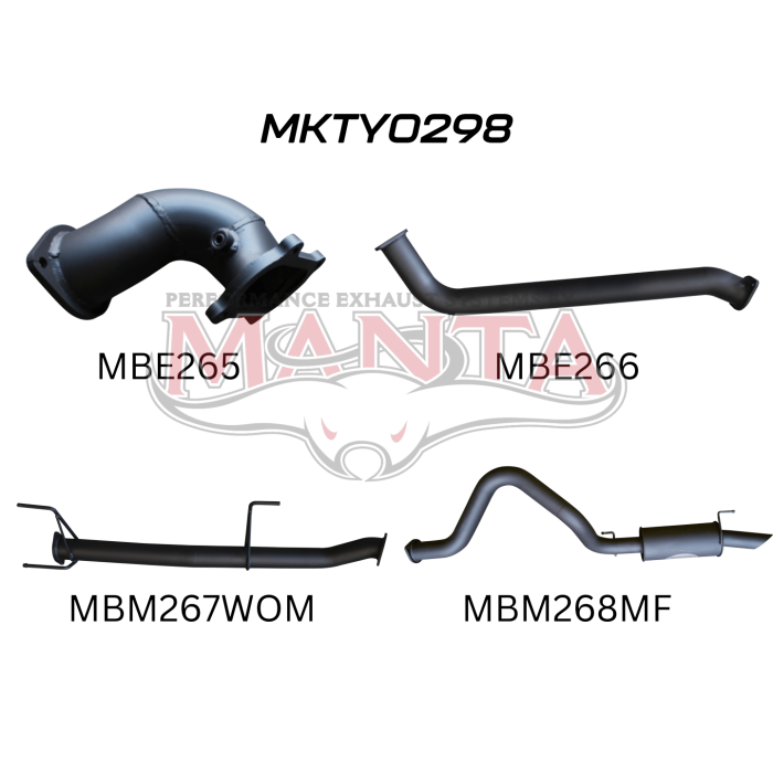 Manta - HDJ100 4.2L TD WAGON 3in WITHOUT CENTRE MUFFLER & WITH REAR MUFFLER - (MKTY0298)